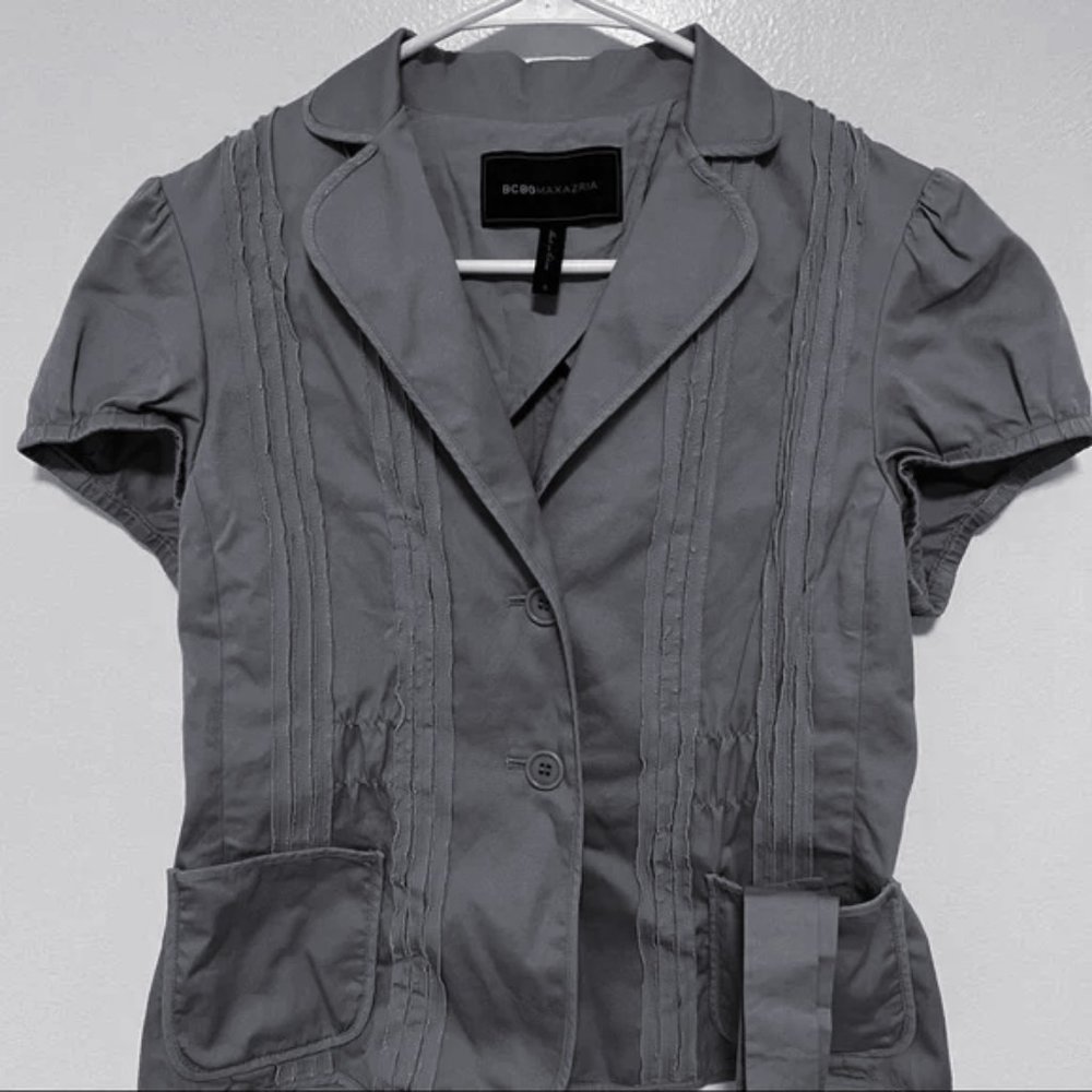 BCBGMaxazria Laila Jacket Blazer, Gray, Size S